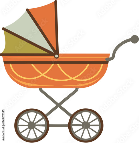 Baby stroller in flat style. Vector illustration 
