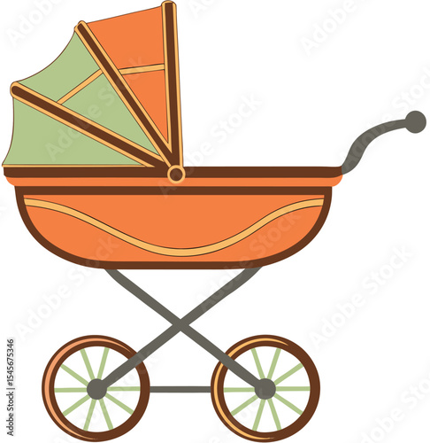 Baby stroller in flat style. Vector illustration 