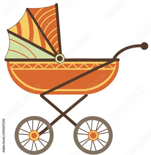 Baby stroller in flat style. Vector illustration 