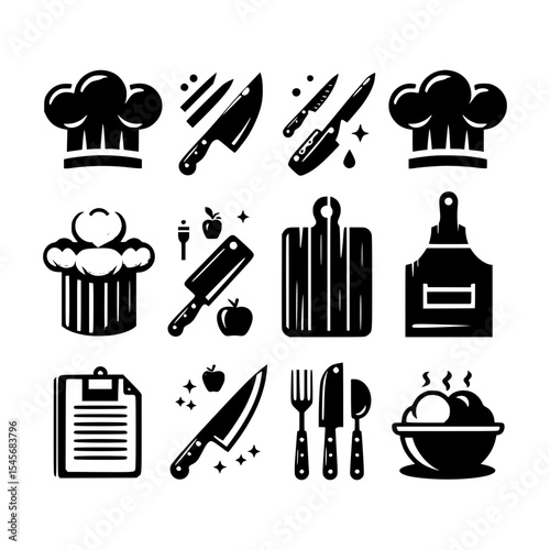Photography equipment icons set black and white