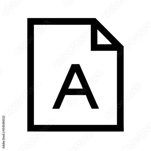 Letter A on a sheet of paper in simple monochrome design  