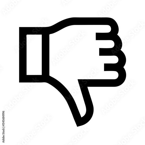 Dislike hand symbol in bold black outline 