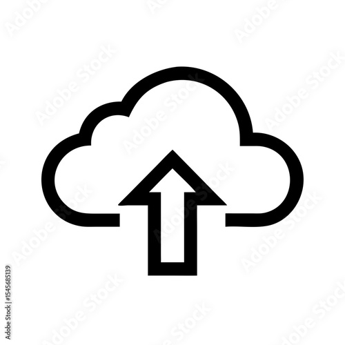 Cloud upload icon with upward arrow in minimalist design  