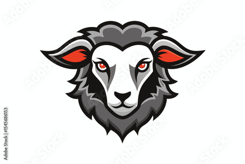 An aggressive ram with glowing red eyes and outlined in gray looks intimidating