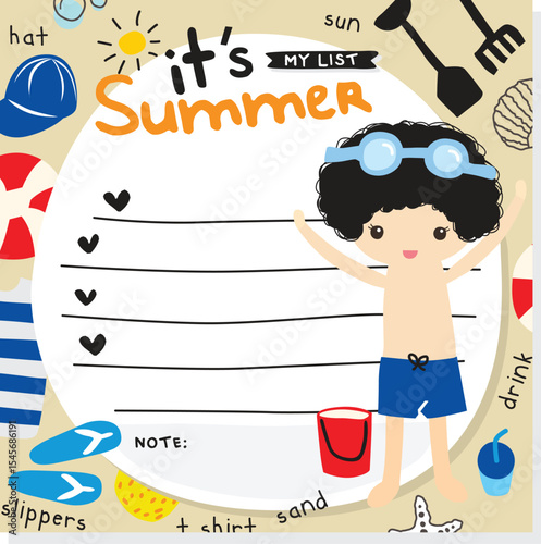summer boy template wish list doodle 