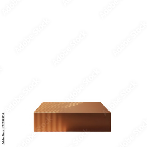 Brown wooden product display platform isolated on transparent background