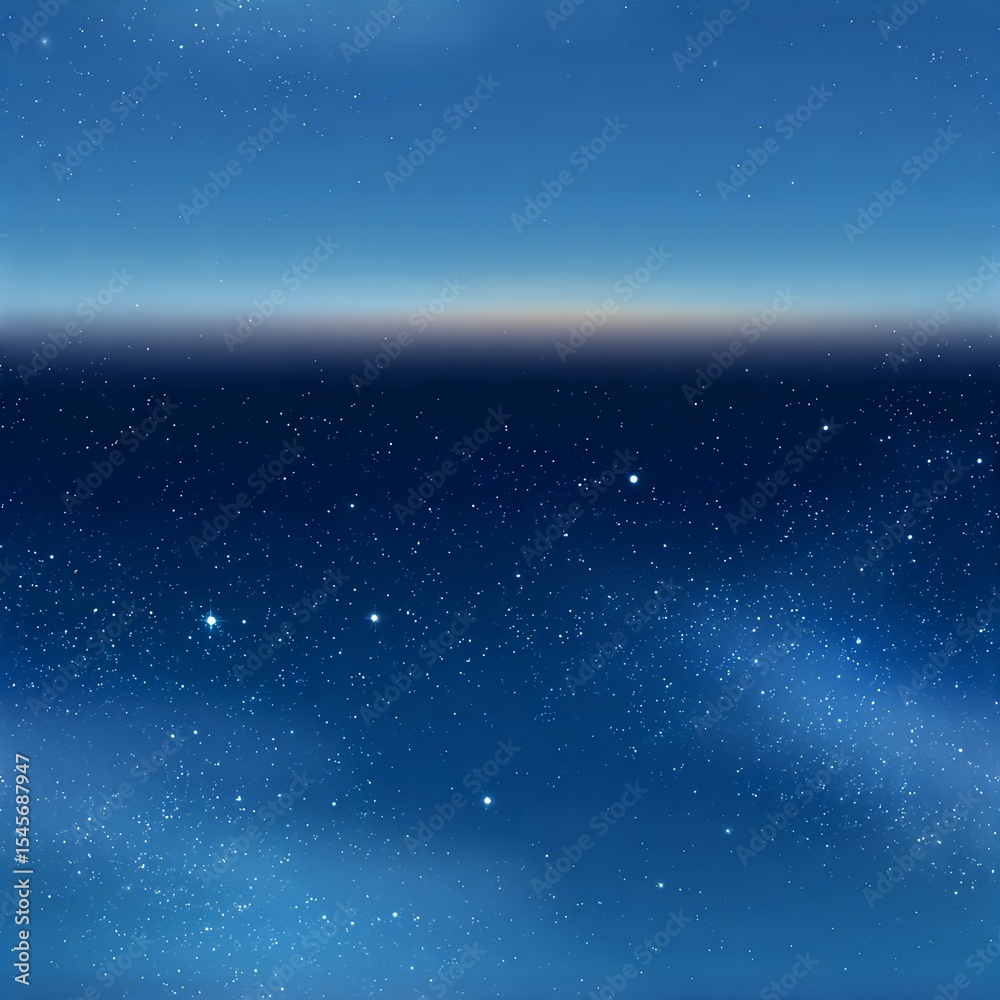 Obraz premium Seamless pattern of a celestial illustration featuring a clear cloudless night sky with twinkling stars rendered in deep blue tones