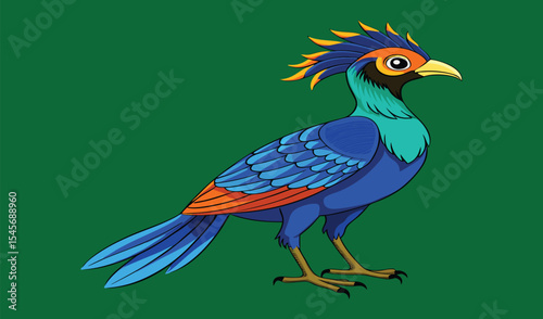 Vibrant blue bird with orange crest illustration
