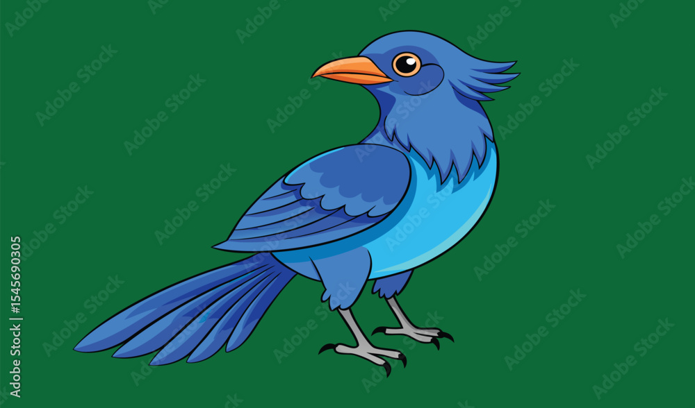 Fototapeta premium Cute cartoon blue bird illustration