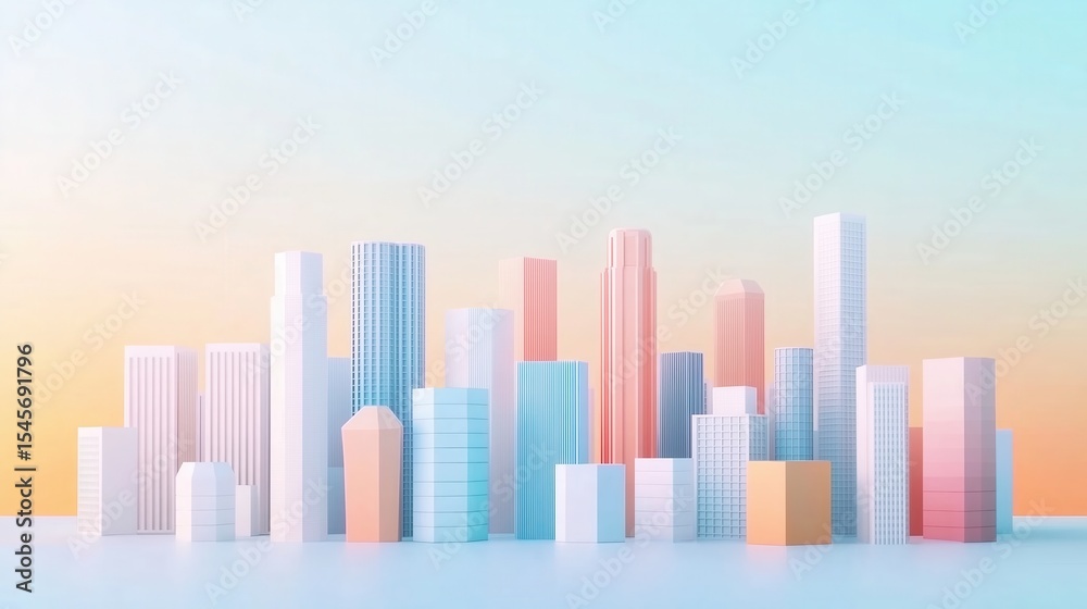 Fototapeta premium Pastel City Skyline