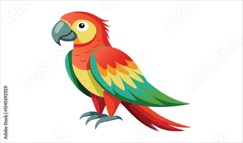 Vibrant colorful cartoon macaw parrot illustration