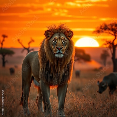 Wallpaper Mural lion in the sunset Torontodigital.ca