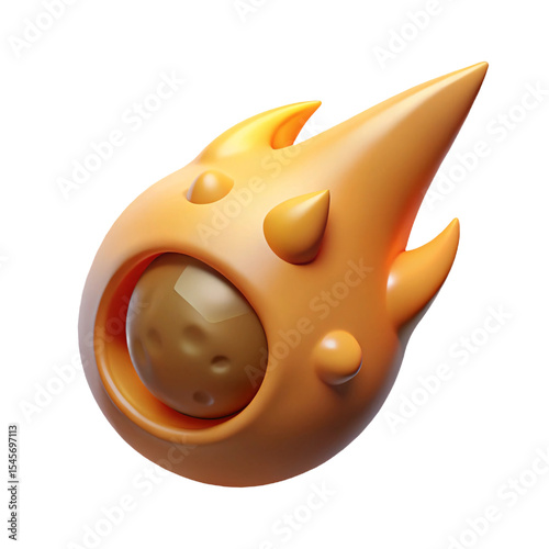 Cartoon fireball comet isolated on transparent background