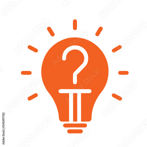 Orange lightbulb with question mark suggesting ideas and solutions vector illustration