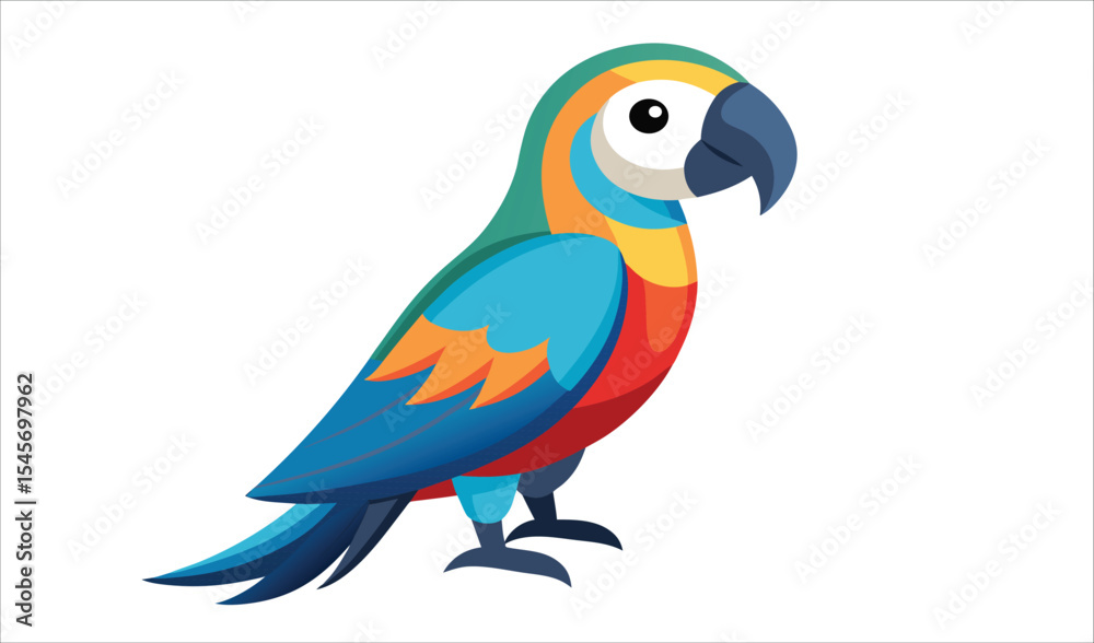 Fototapeta premium Colorful cartoon macaw parrot illustration