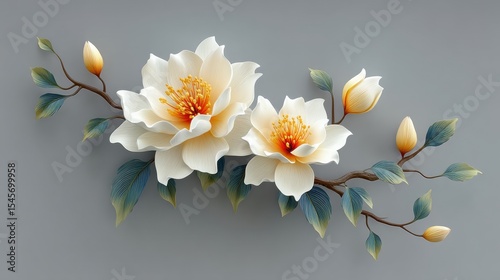 Exploring the Surreal Beauty of Sculpted Flower Art in Minimalistic Digital Illustrations