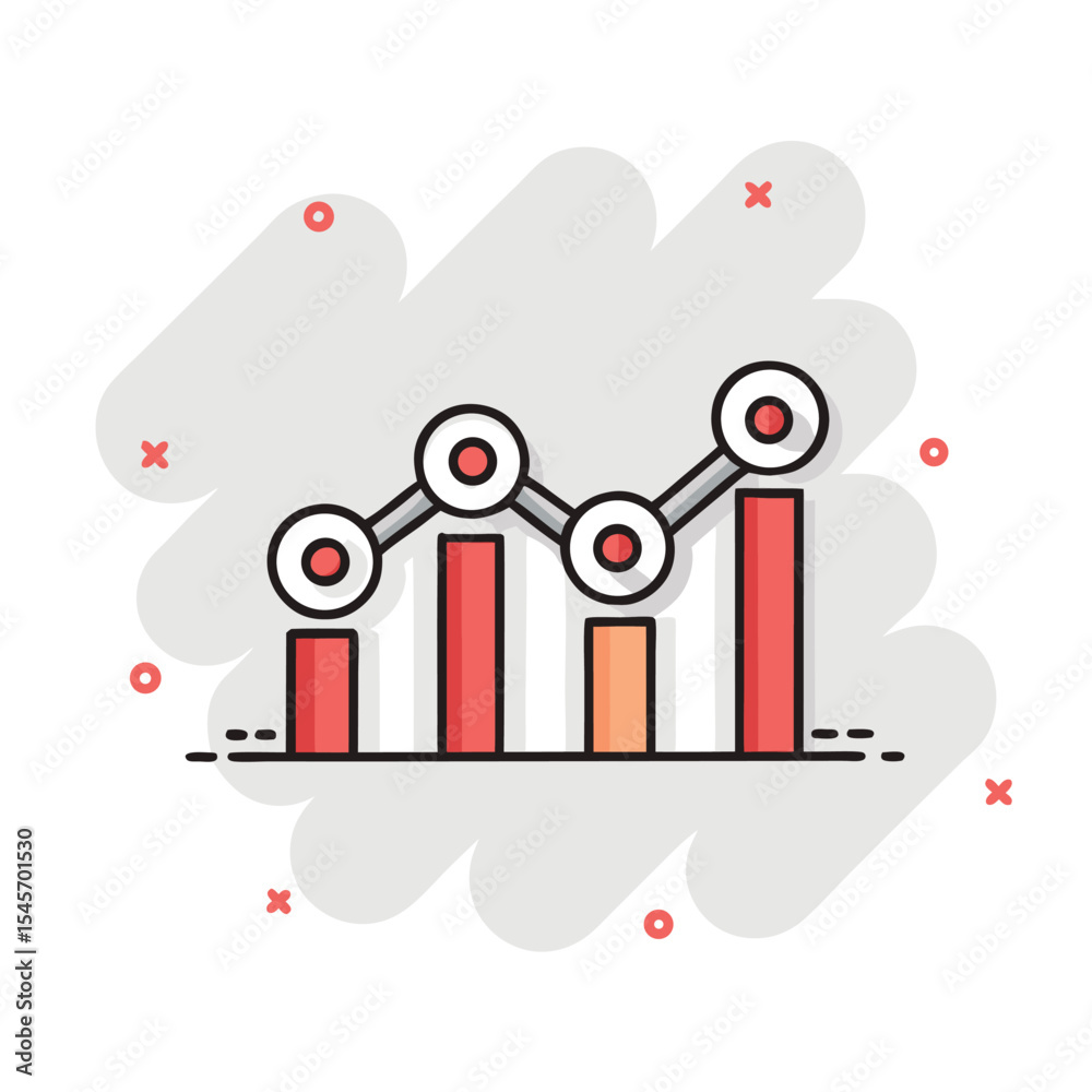 Obraz premium Business and finance data illustration showing growth in a graphic bar chart vector illustration.