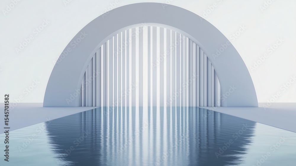 Obraz premium Minimalist architecture with reflecting pool