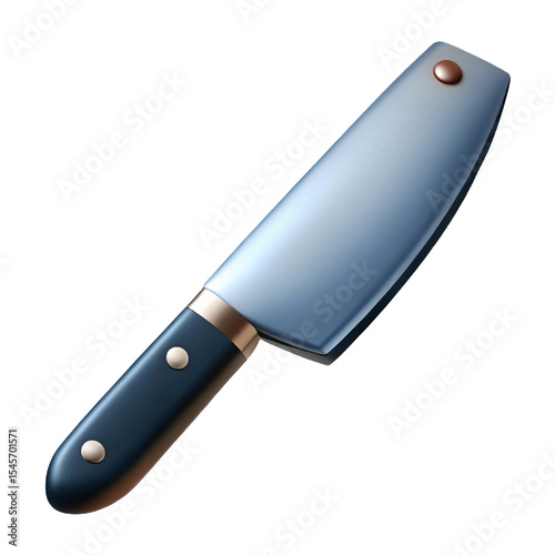Modern blue cleaver knife isolated on transparent background