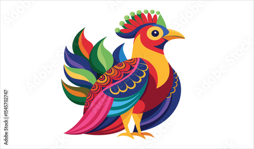 Colorful rooster illustration in abstract style