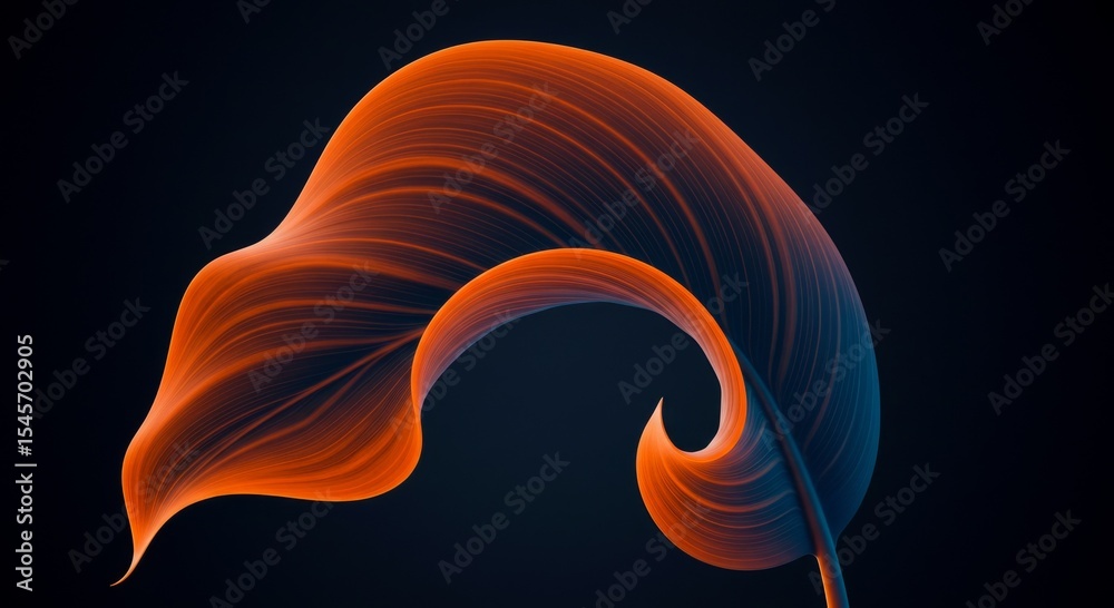 Obraz premium Abstract Orange and Blue Glowing Leaf Design