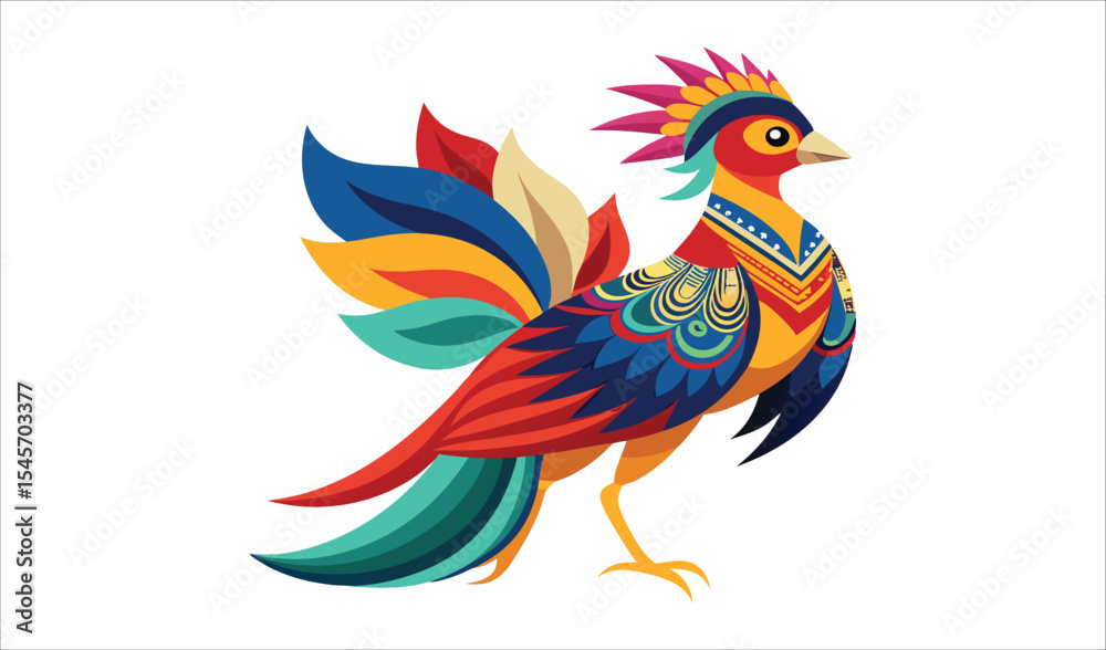 Obraz premium Colorful ornate bird illustration design