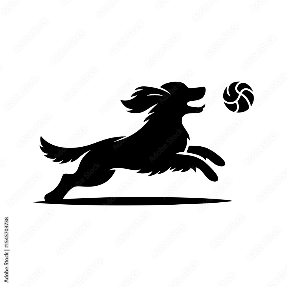 Silhouette of dog catching ball Silhouette of dog catching ball