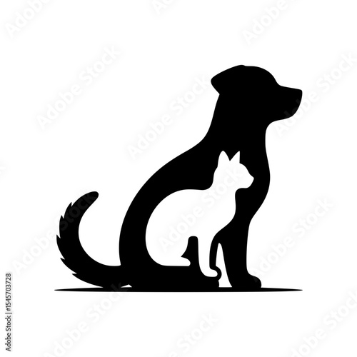 Dog and cat silhouette best friends forever