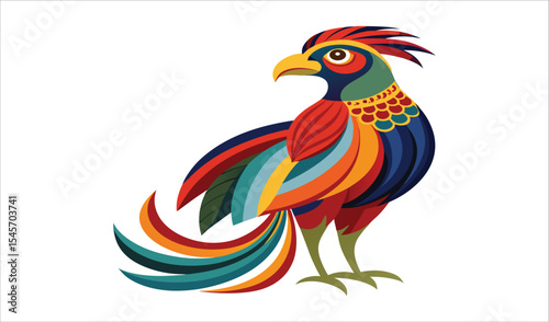 Colorful stylized pheasant bird illustration