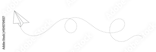 Paper plane with dotted line, Origami paper airplane, Travel symbol, On White Background vector illustration. EPS 10 . 