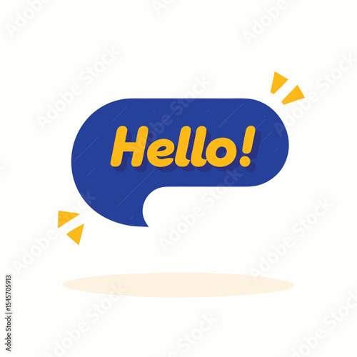Vibrant hello message in a speech bubble vector illustration for social media greetings