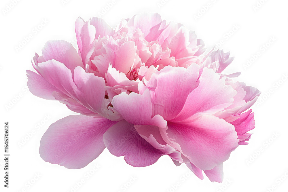 Fototapeta premium Beautiful pink peony flower blossom bloom petals floral design element spring summer transparent background png image isolated on transparent background