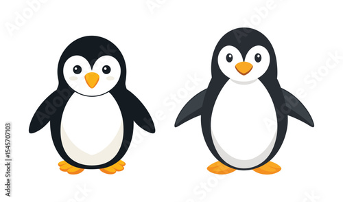 Two cute cartoon penguins illustration