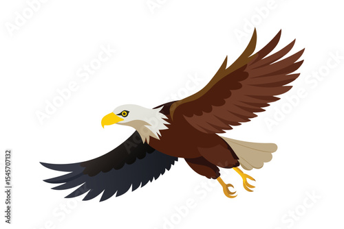 flying bald eagle vector white background