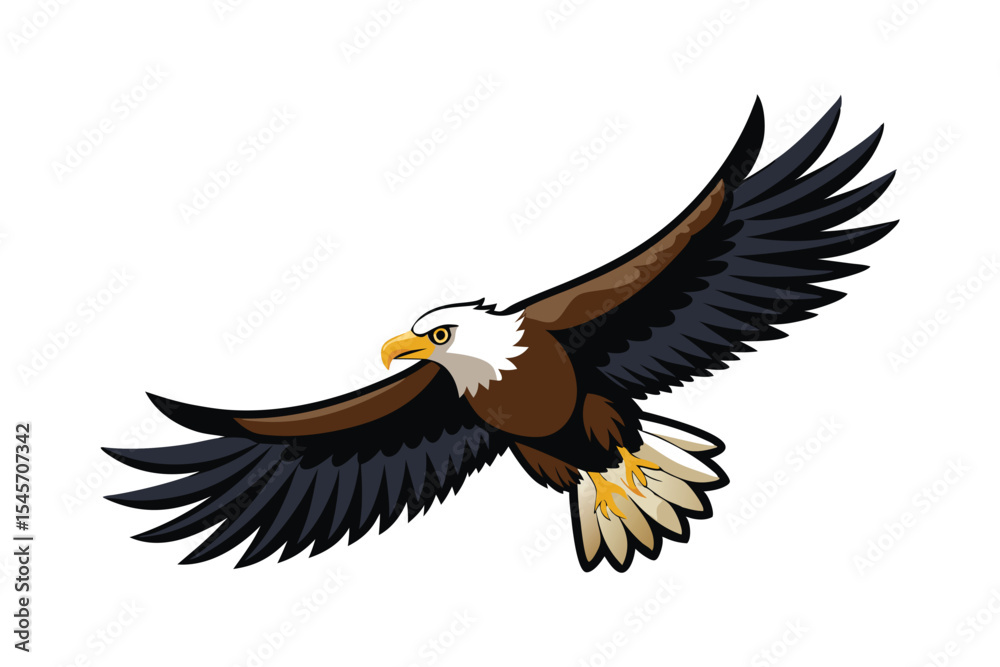 Naklejka premium flying bald eagle vector white background