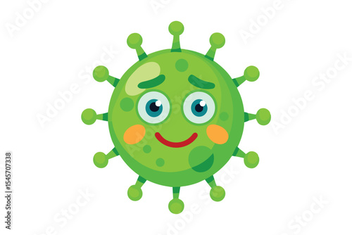 green virus cartoon pathogen bacteria icon isolated on white background