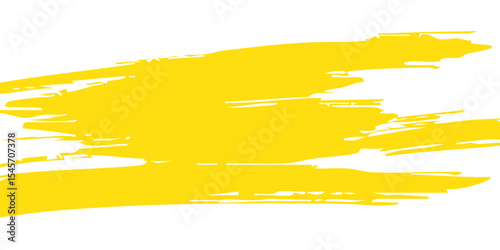 Yellow brush stroke isolated on white background. Brush stroke for yellow ink paint, grunge backdrop, dirt banner, watercolor design and dirty texture. Creative art concept modern arts
