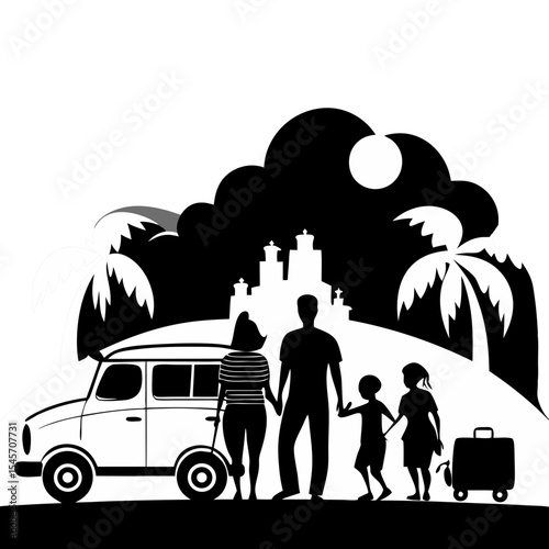 family on travelling icon