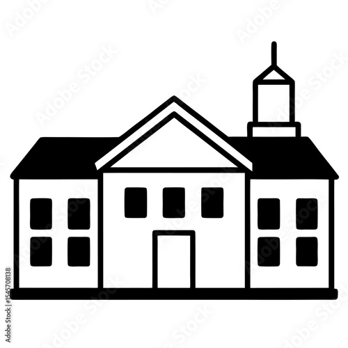 School building icon in flat style on white background