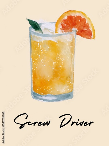 screw driver mixed drink orange juice with vodka bar menu