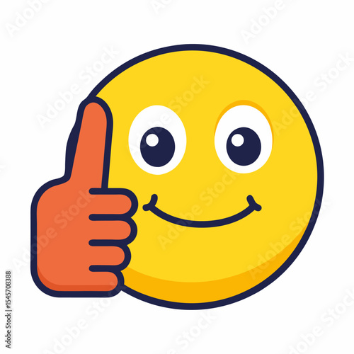 Thumbs up emoticon on white background 