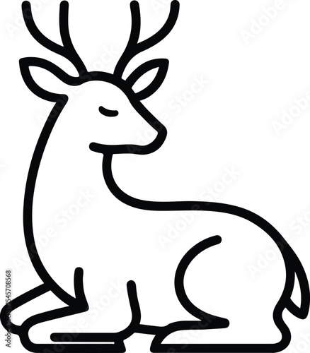 A charming cartoon deer silhouette vector illustration with majestic antlers, capturing the wildlife and nature of a mammal or reindeer