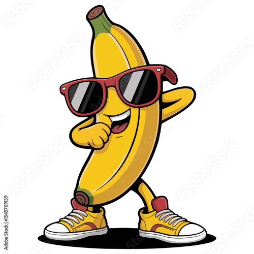 Funny zombie banana boy cartoon character vector illustration isolated with a smile.