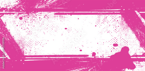 Tableau sur toile Abstract grunge texture with pink paint splatters and scratched elements against