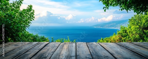 Ocean View Wooden Deck Coastal Landscape Photography, Seascape, Nature , coastal photography, landscape photography
