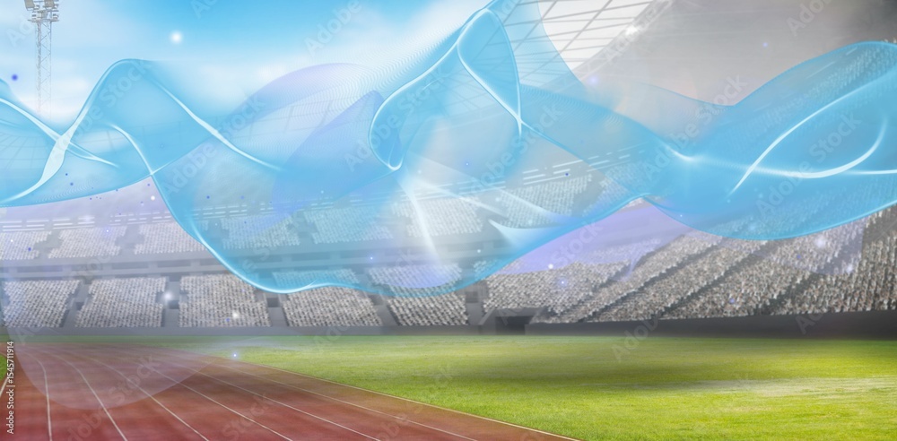 Naklejka premium Blue trails over playing field