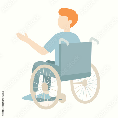 Flat Style Disabled Person Sitting on Wheelchair Illustration Graphic