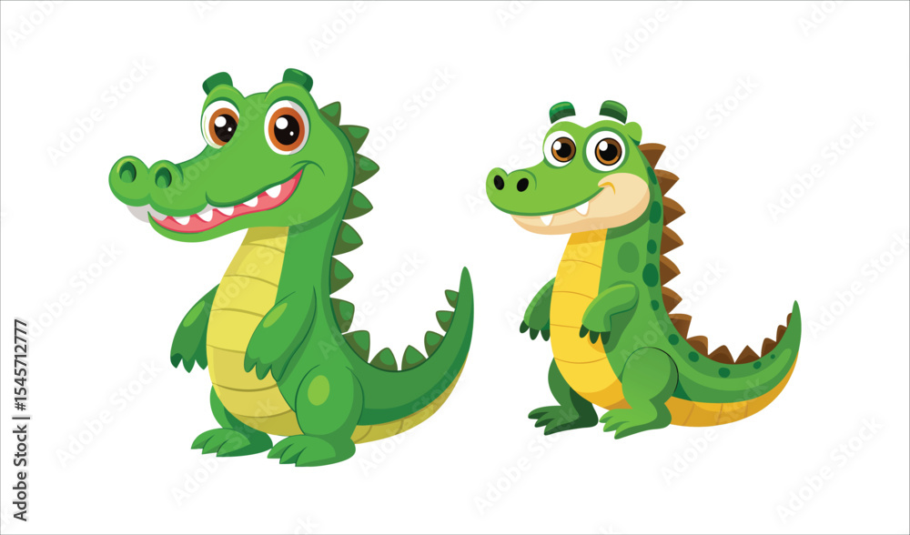 Fototapeta premium Two cute cartoon crocodiles illustration