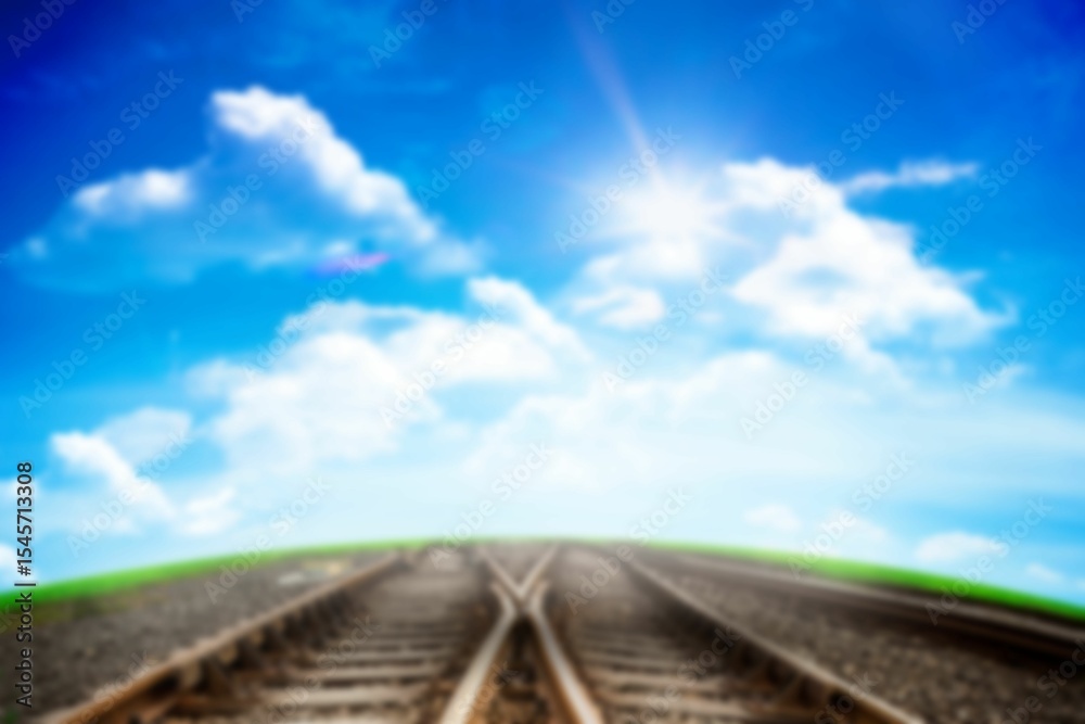 Fototapeta premium Railway tracks against cloudy sky