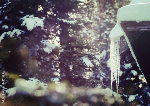 Low angle view of icicle on roof